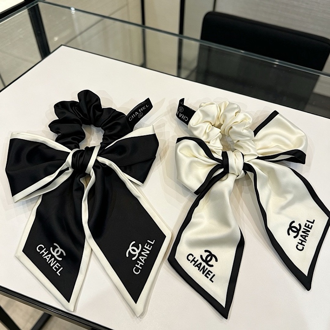 Chanel Silk Bow Hair Scrunchie · WC26989