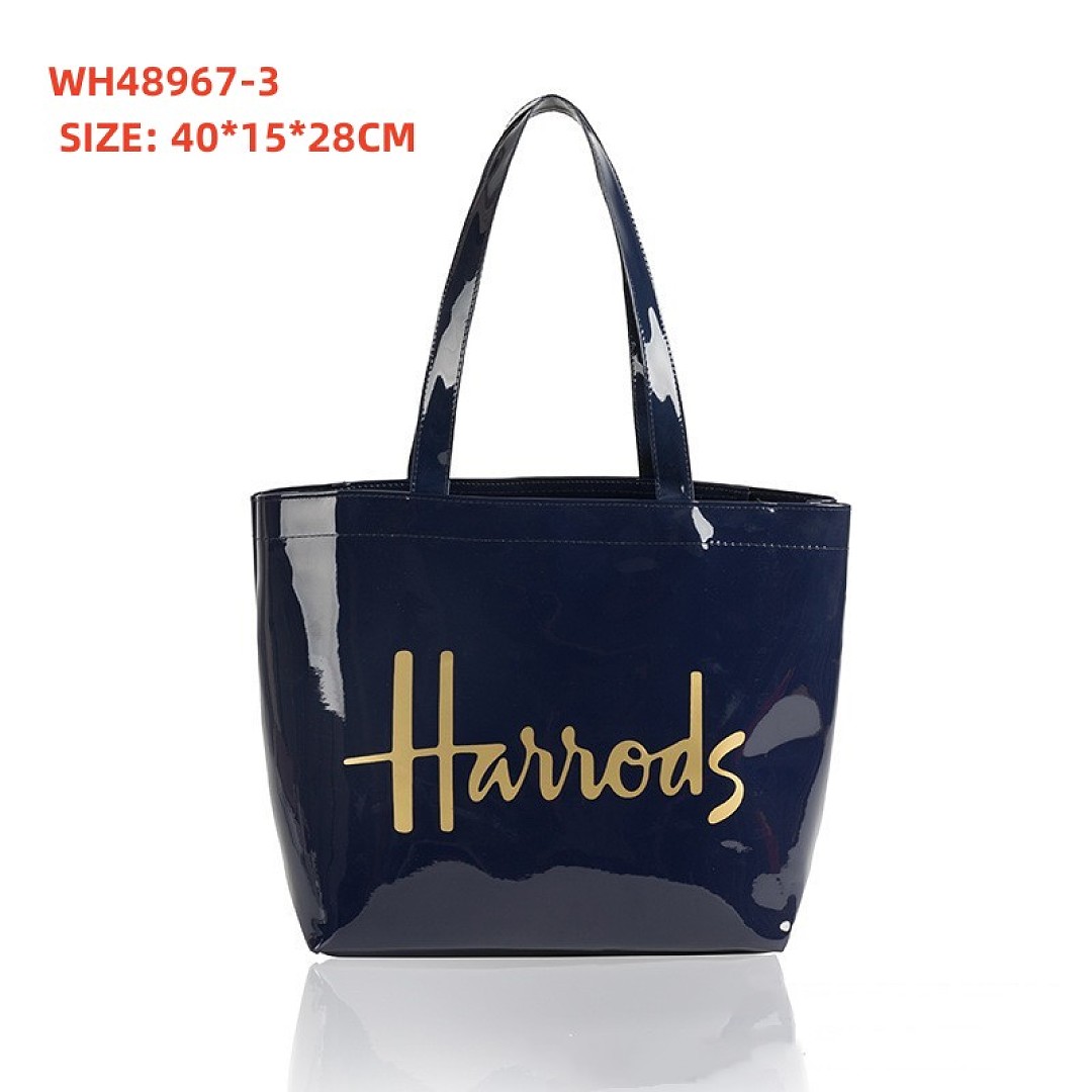 Harrods Navy Medium Cotton Logo Tote · WH48967