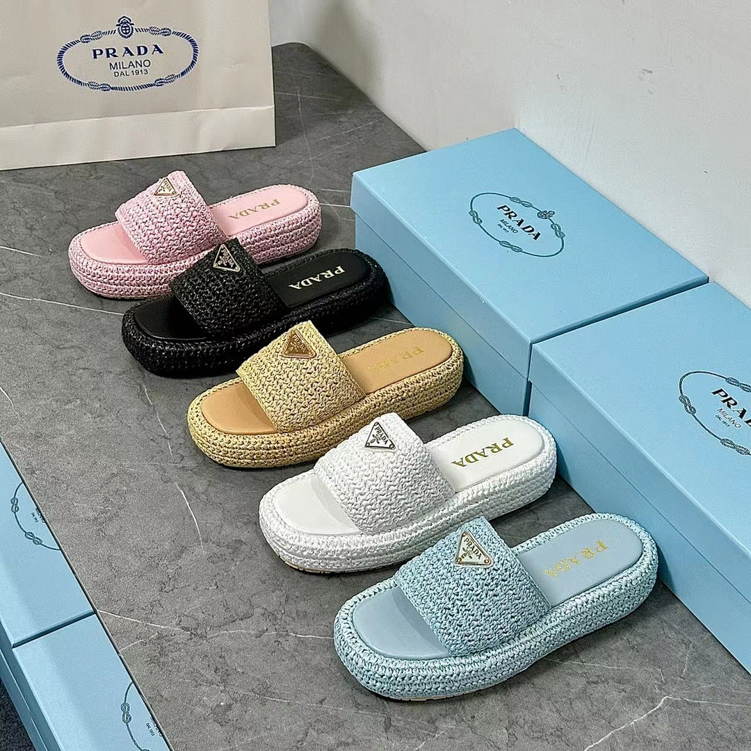 Prada Raffia Flatform Slide · 4675 — תמונה 3