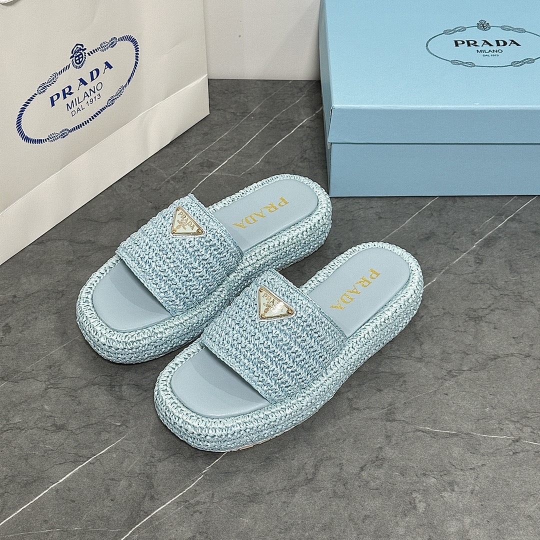 Prada Raffia Flatform Slide · 4675 — תמונה 26