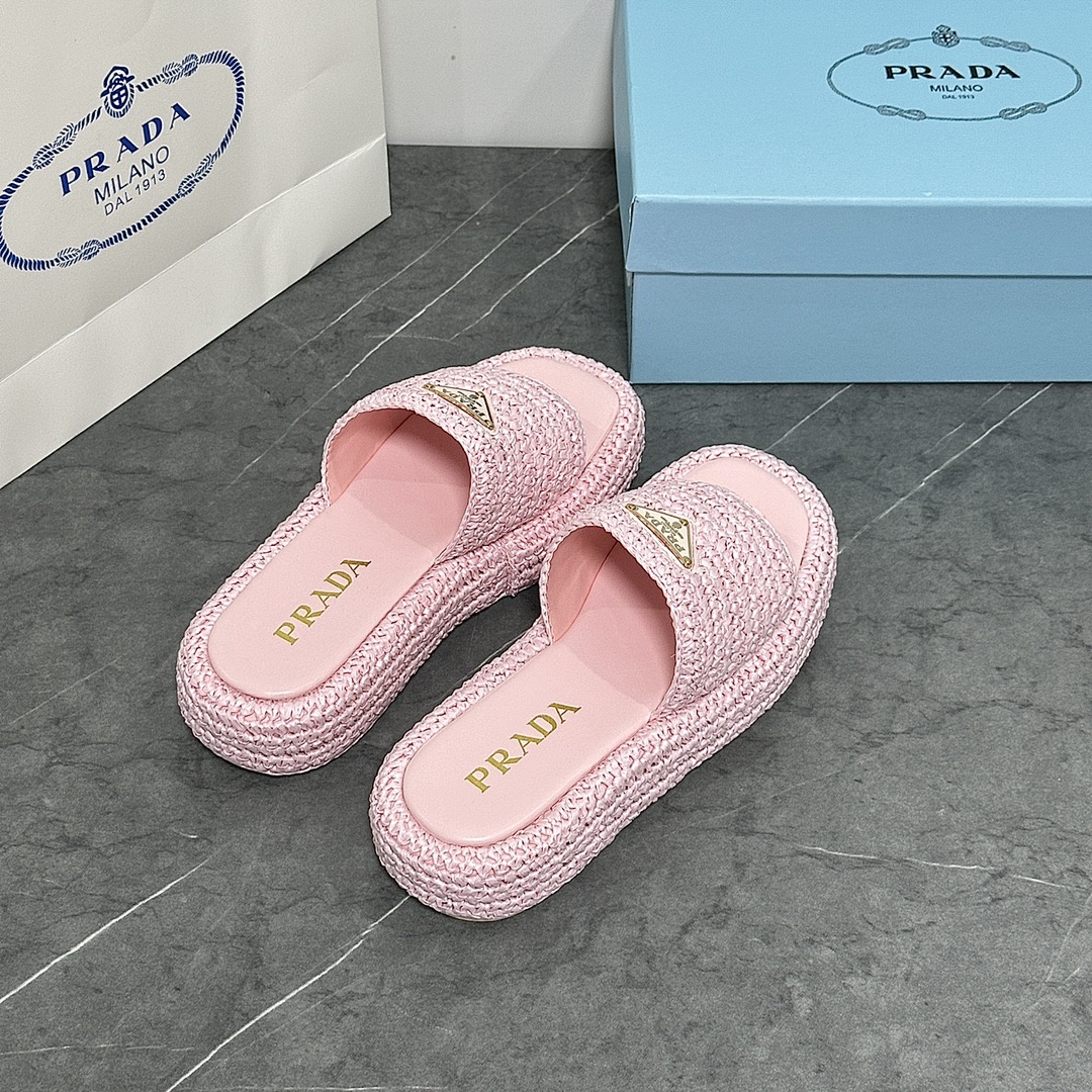 Prada Raffia Flatform Slide · 4675 — תמונה 24