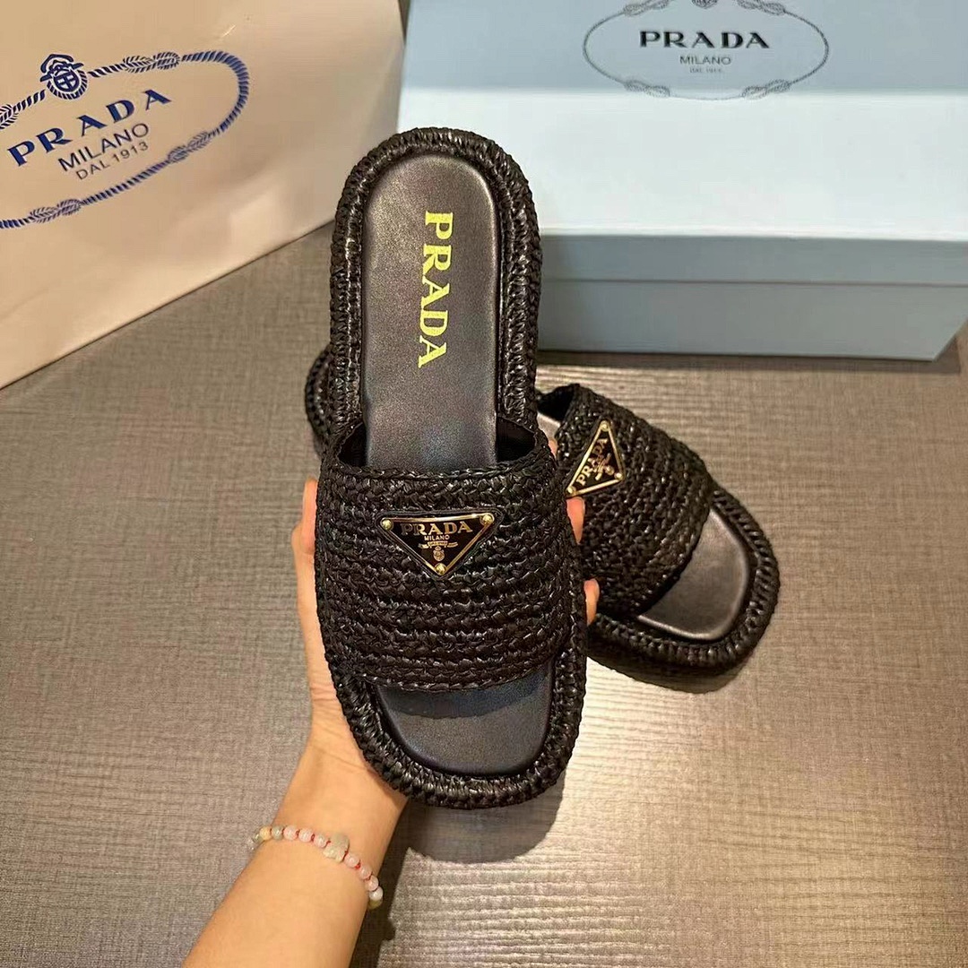 Prada Raffia Flatform Slide · 4675 — תמונה 21