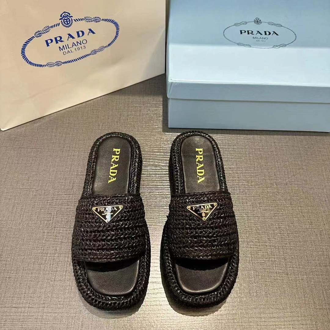 Prada Raffia Flatform Slide · 4675 — תמונה 19