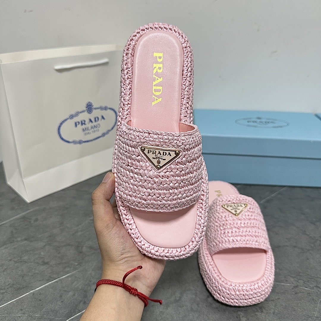 Prada Raffia Flatform Slide · 4675 — תמונה 25