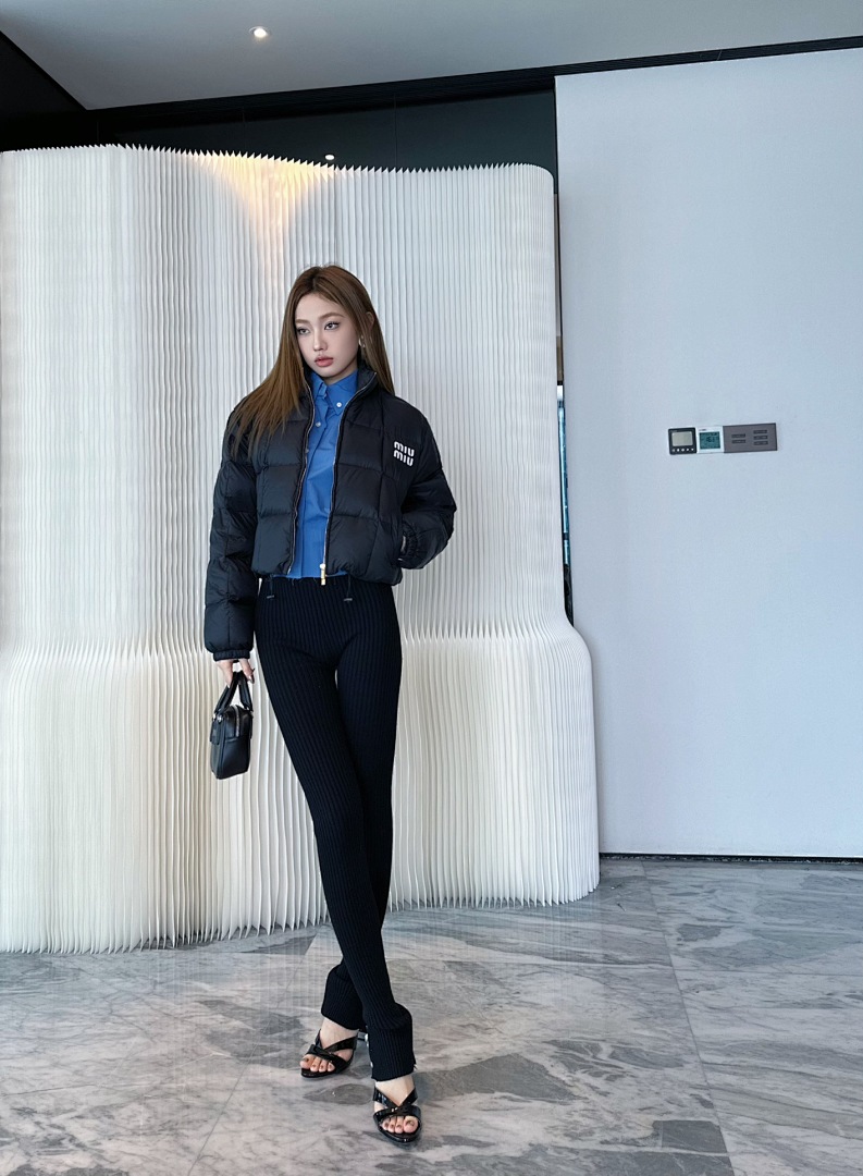 Miu Miu Logo-Print Crop Puffer Jacket · 5115