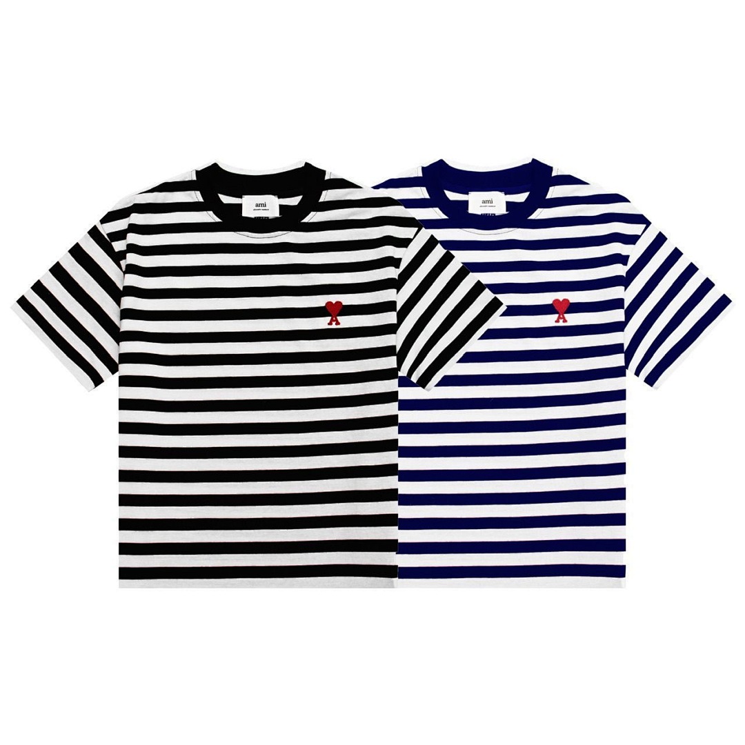 AMI Paris Ami De Coeur Striped T-shirt · 5314