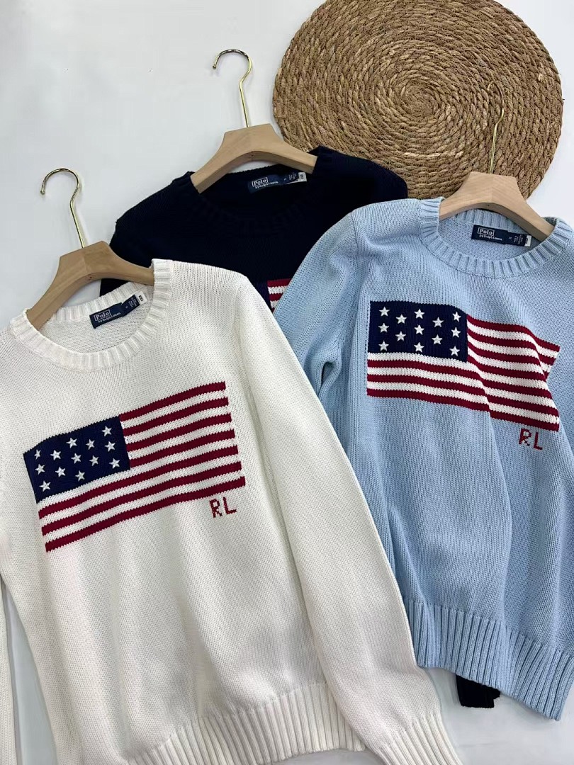 Polo Ralph Lauren Flag Intarsia Cotton Crewneck Sweater · 5634