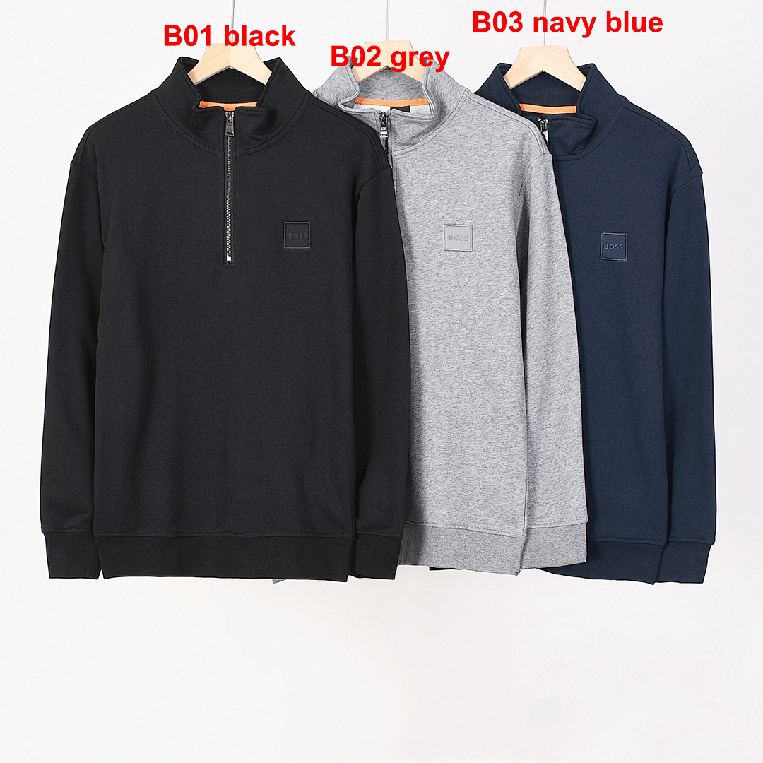 Hugo Boss Cotton-terry sweatshirt with zip collar · A2623