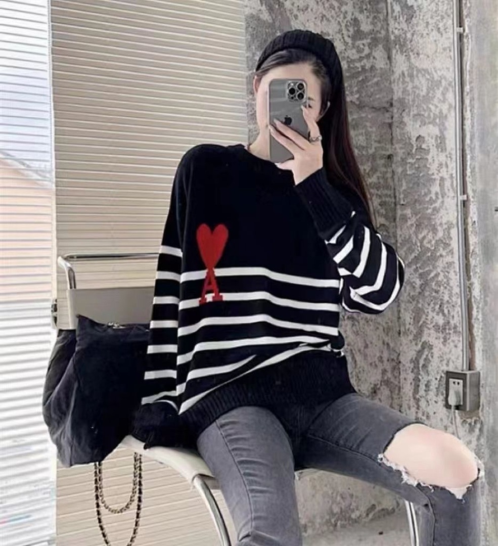 AMI Paris Ami De Coeur Striped Sweater · 4734 — תמונה 2