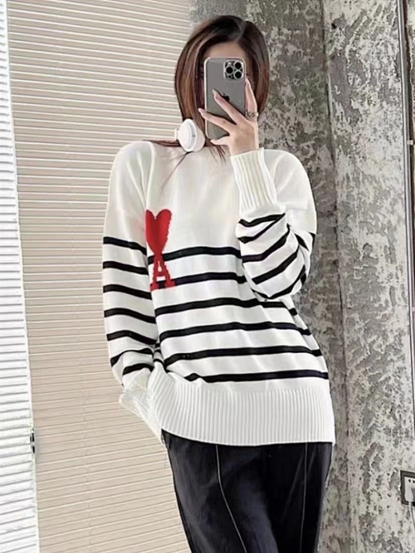 AMI Paris Ami De Coeur Striped Sweater · 4734 — תמונה 3
