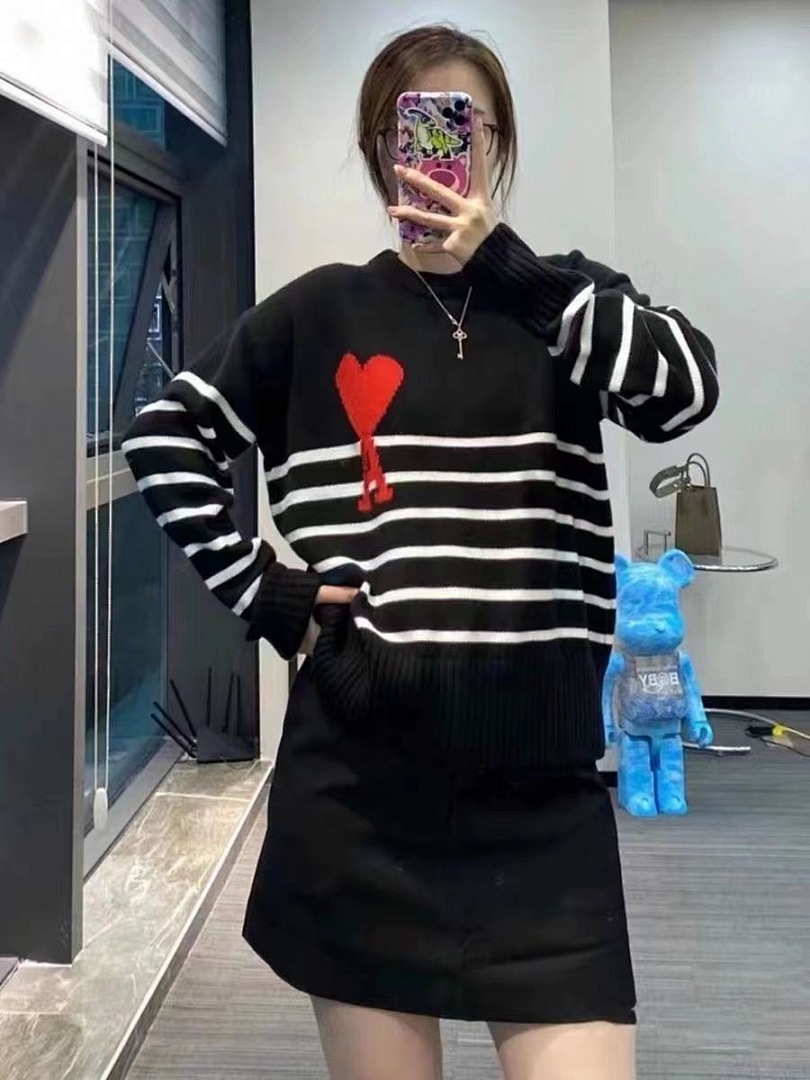 AMI Paris Ami De Coeur Striped Sweater · 4734 — תמונה 10