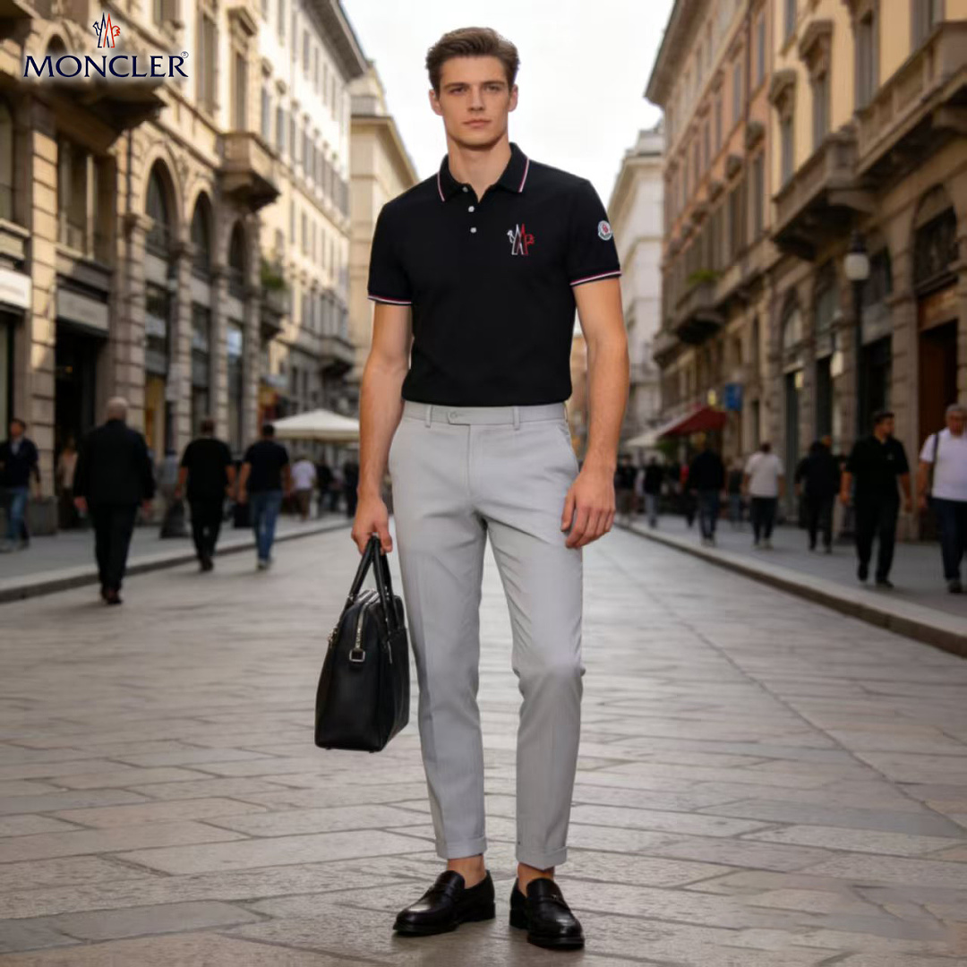 Moncler Tricolor-Trimmed Cotton Piquet Polo Shirt · A3217 — תמונה 34