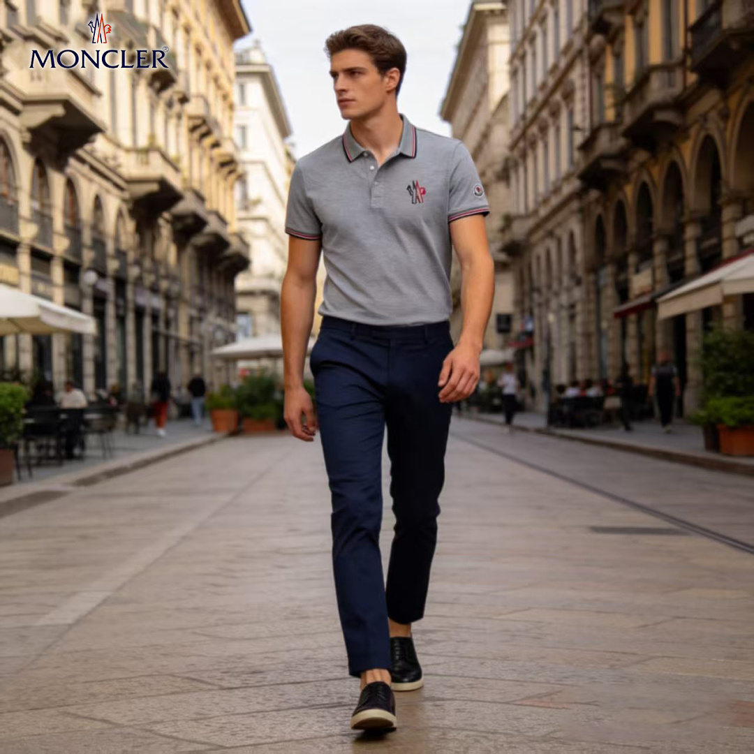 Moncler Tricolor-Trimmed Cotton Piquet Polo Shirt · A3217 — תמונה 38