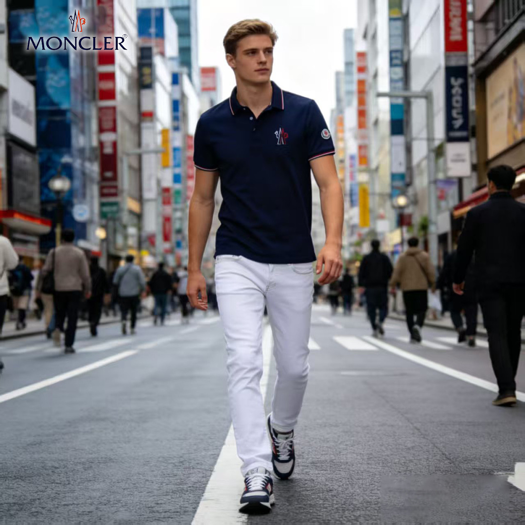 Moncler Tricolor-Trimmed Cotton Piquet Polo Shirt · A3217 — תמונה 36