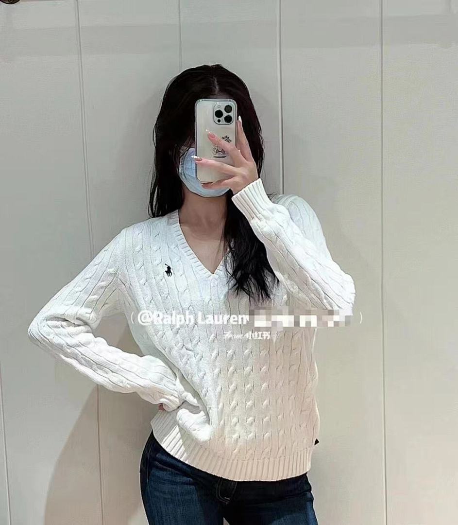 Ralph Lauren Cable-Knit Cotton V-Neck Sweater · A2865 — תמונה 19