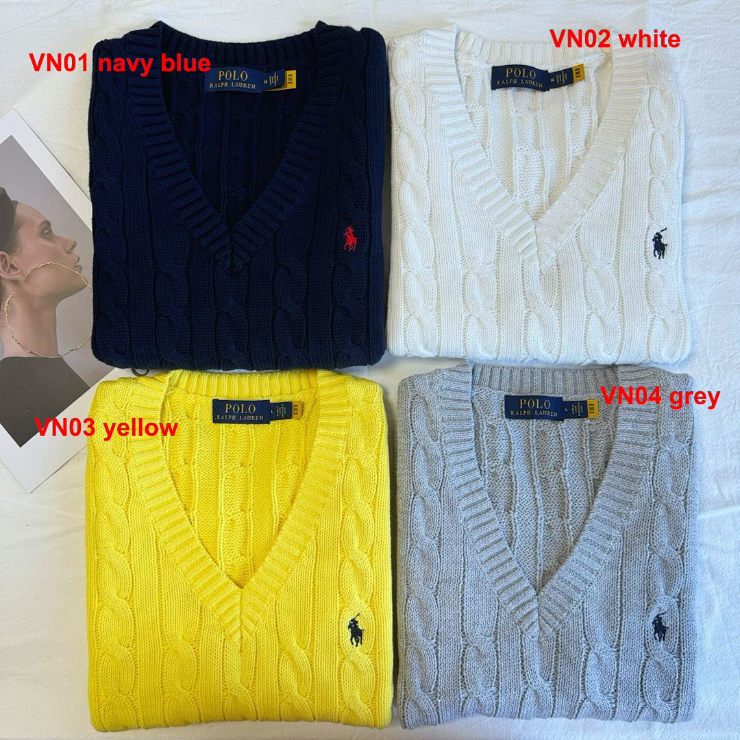 Ralph Lauren Cable-Knit Cotton V-Neck Vest · A1827 — תמונה 32
