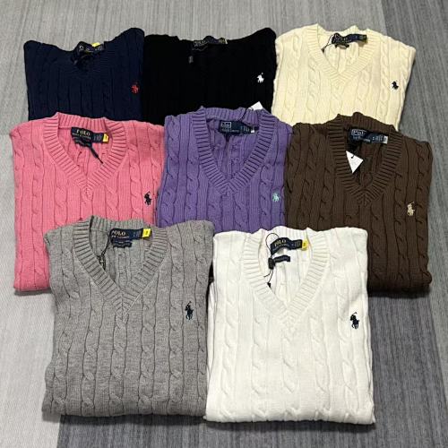 Ralph Lauren Cable-Knit Cotton V-Neck Sweater · A2865