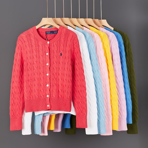 Polo Ralph Lauren Cable Knit Cotton Crewneck Cardigan · A3429