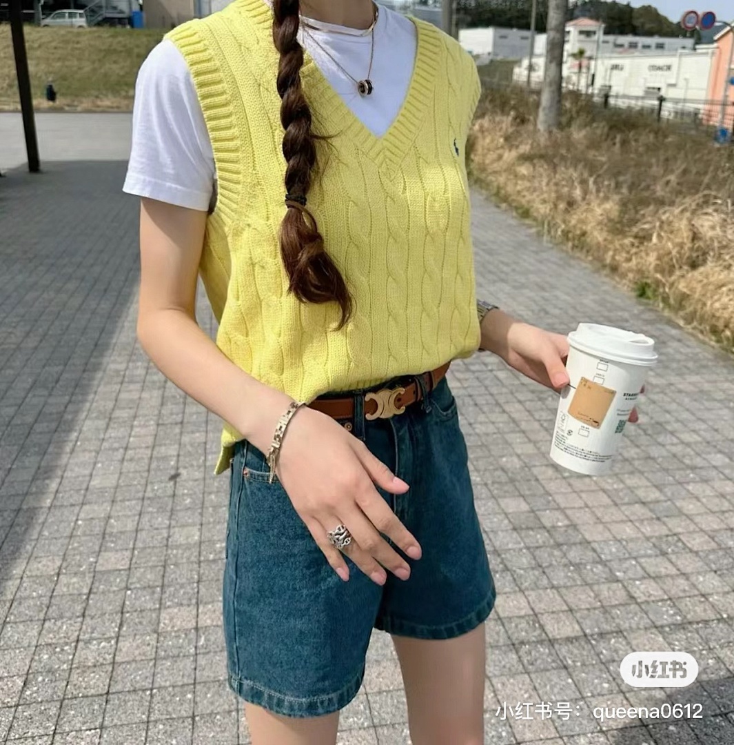 Ralph Lauren Cable-Knit Cotton V-Neck Vest · A1827 — תמונה 5