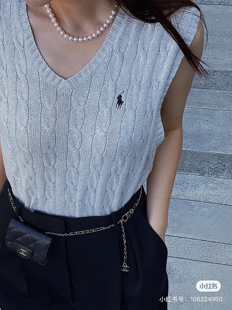 Ralph Lauren Cable-Knit Cotton V-Neck Vest · A1827 — תמונה 9