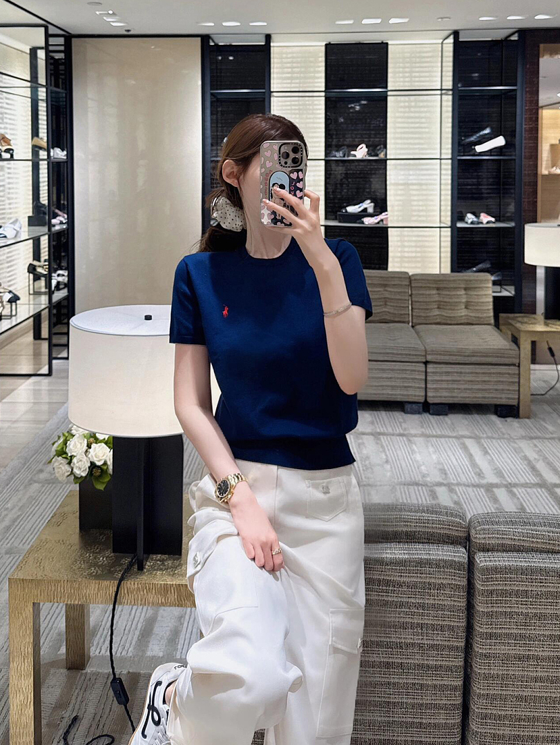 Ralph Lauren Ribbed Cotton Short Sleeve Sweater · A3074 — תמונה 4