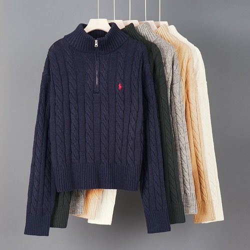 Ralph Lauren Cable Knit Quarter Zip Pullover · A3425