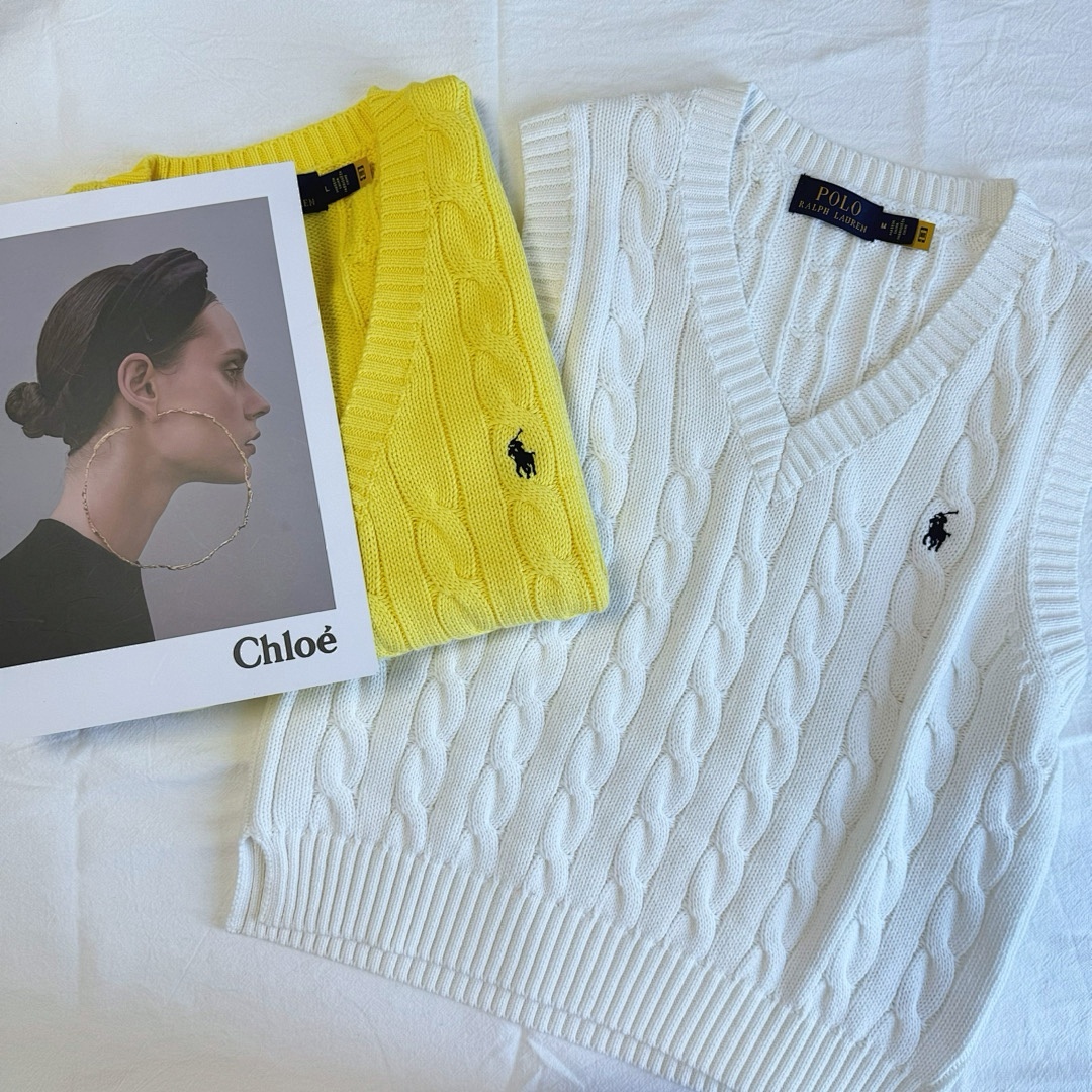 Ralph Lauren Cable-Knit Cotton V-Neck Vest · A1827 — תמונה 29