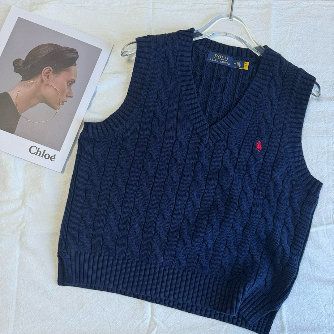 Ralph Lauren Cable-Knit Cotton V-Neck Vest · A1827 — תמונה 26