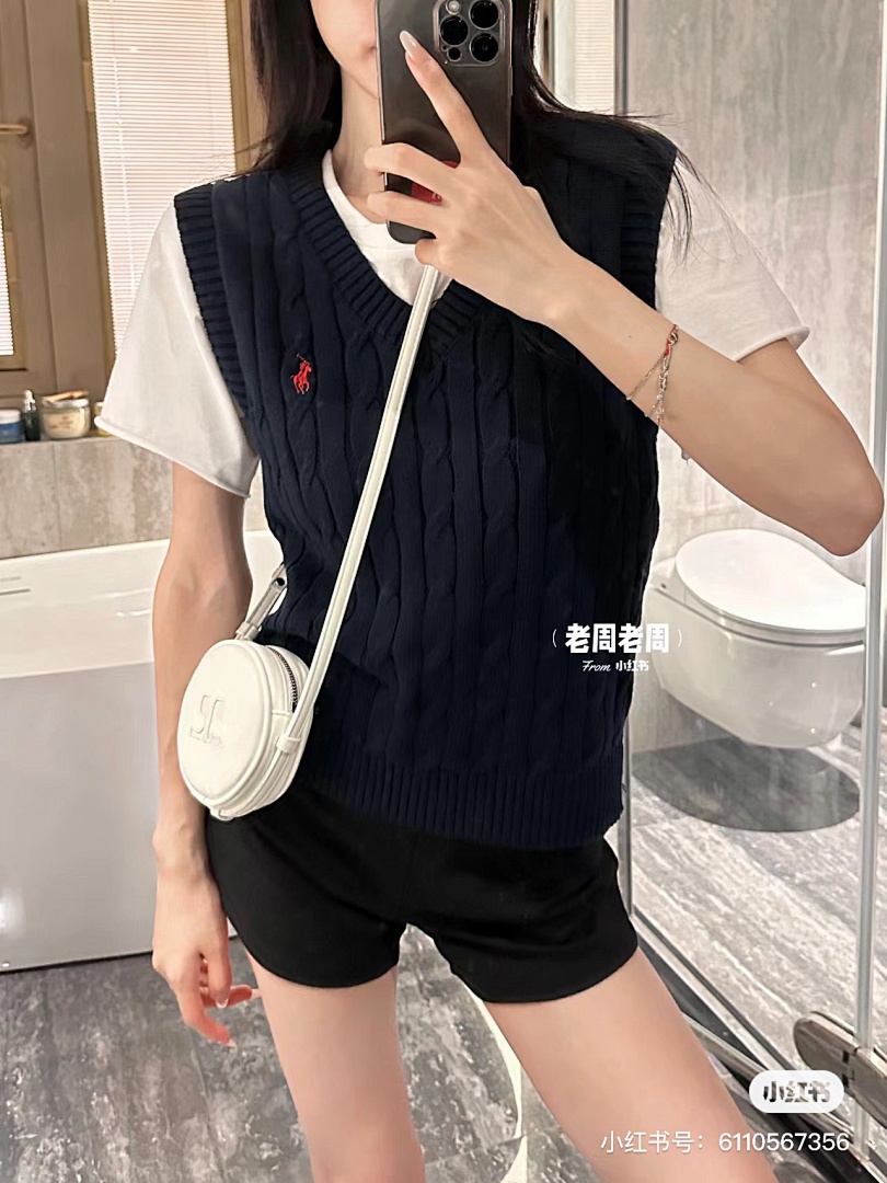 Ralph Lauren Cable-Knit Cotton V-Neck Vest · A1827 — תמונה 10
