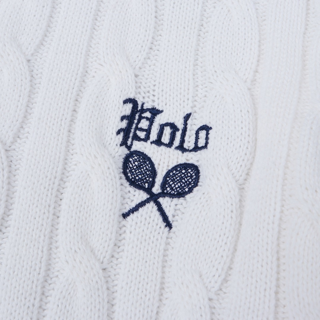 Ralph Lauren US Open Cable-Knit Polo-Collar Sweater · A3448 — תמונה 13