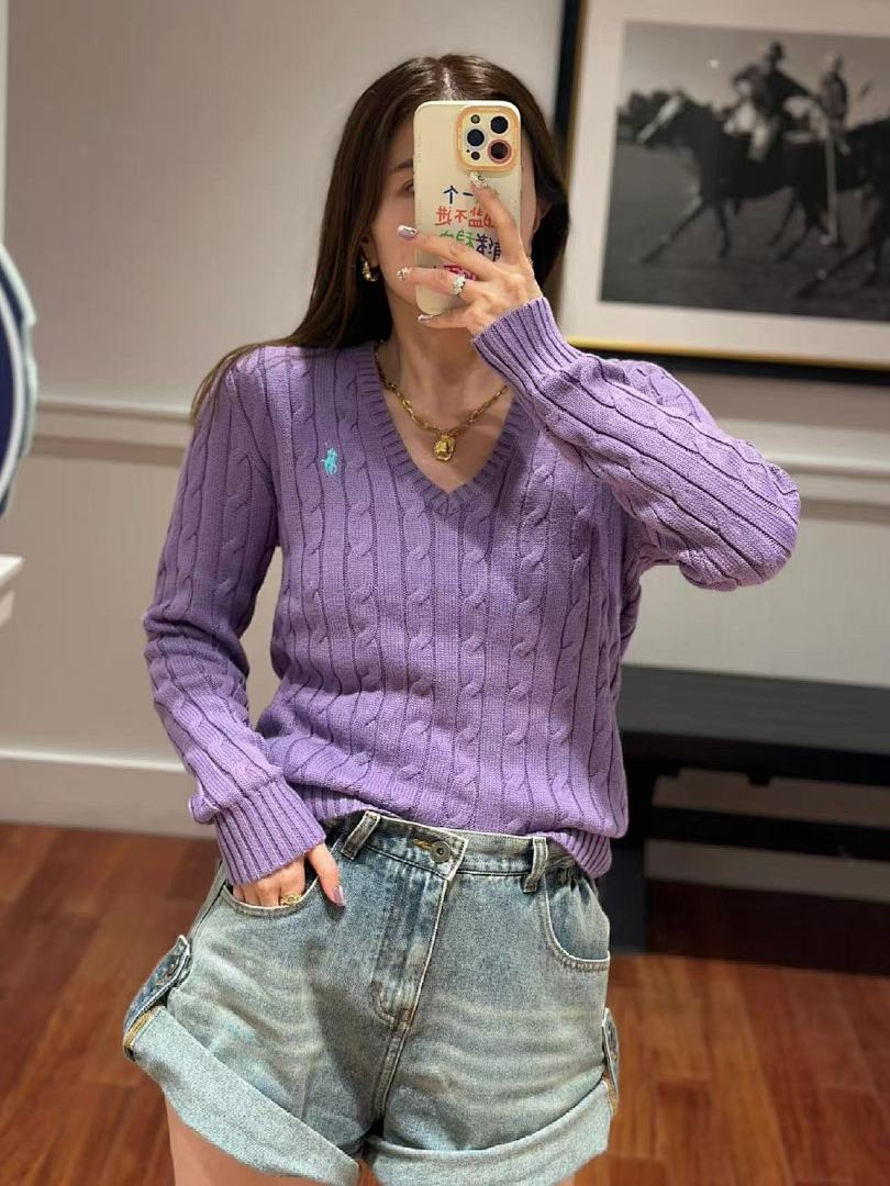 Ralph Lauren Cable-Knit Cotton V-Neck Sweater · A2865 — תמונה 17