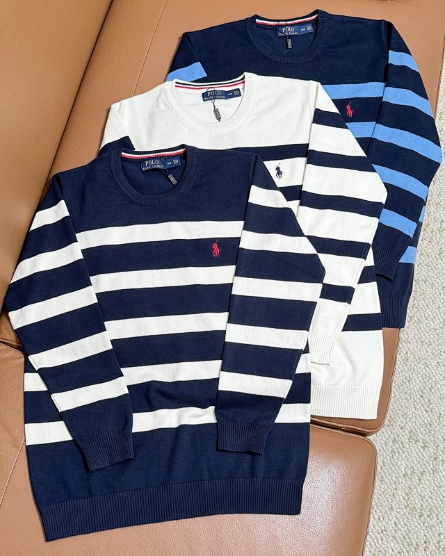Ralph Lauren Striped Cable-Knit Cotton Sweater · A2142