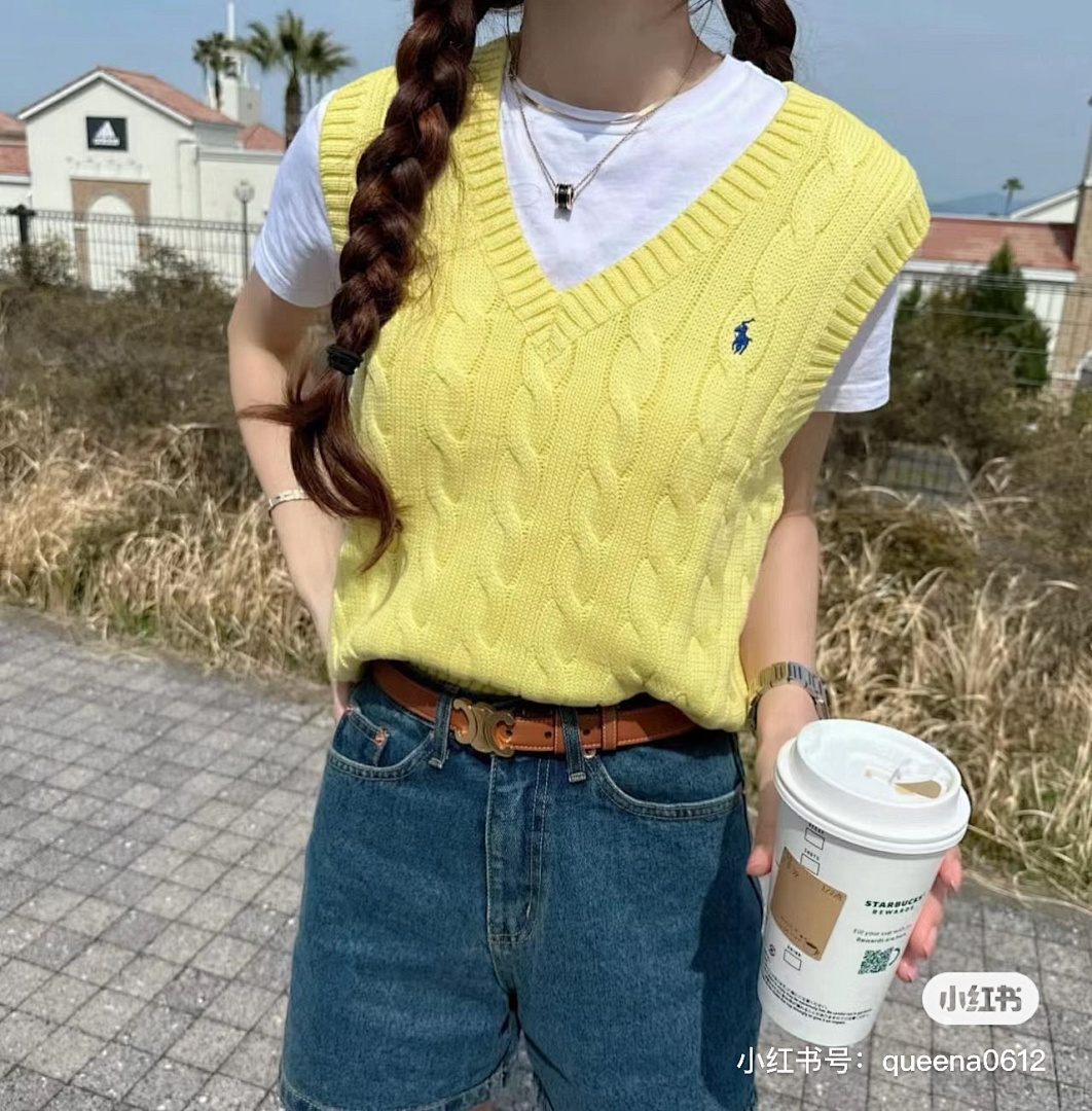 Ralph Lauren Cable-Knit Cotton V-Neck Vest · A1827 — תמונה 4