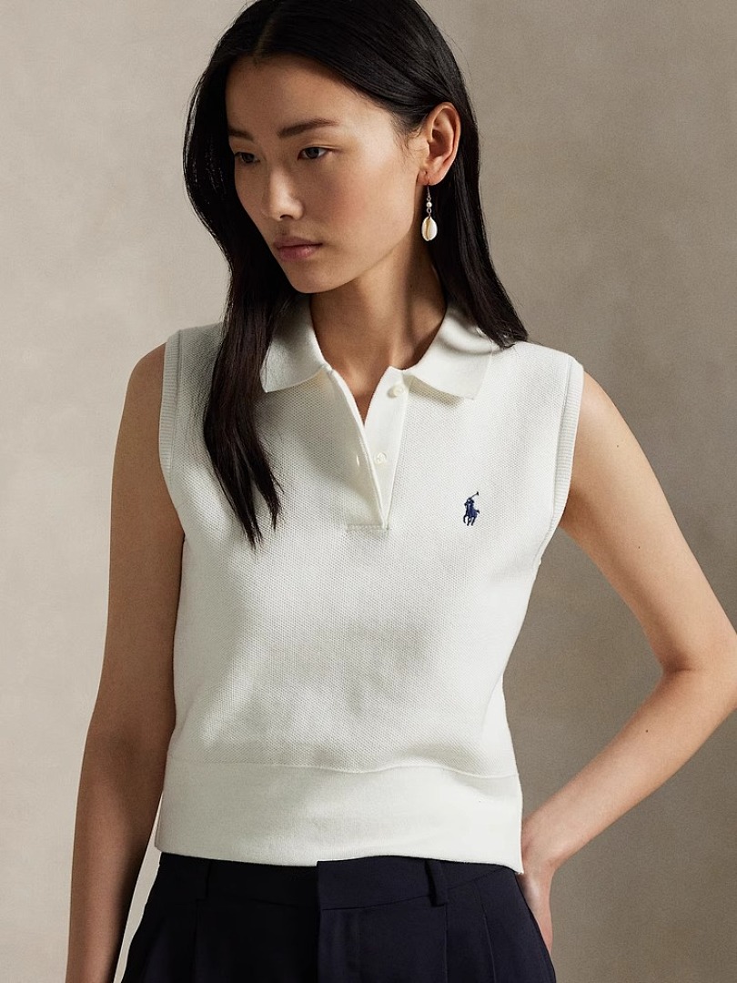 Ralph Lauren Sleeveless Crop Polo Sweater · A2419
