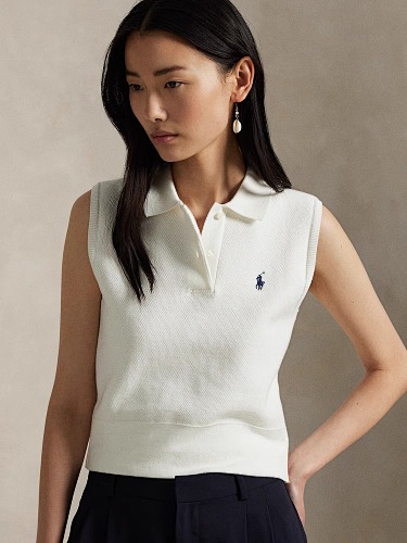 Ralph Lauren Sleeveless Crop Polo Sweater · A2419