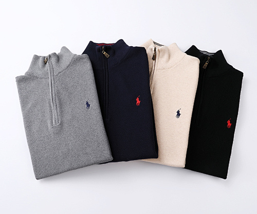 Ralph Lauren Mesh Knit Cotton Quarter-Zip Sweater · A528