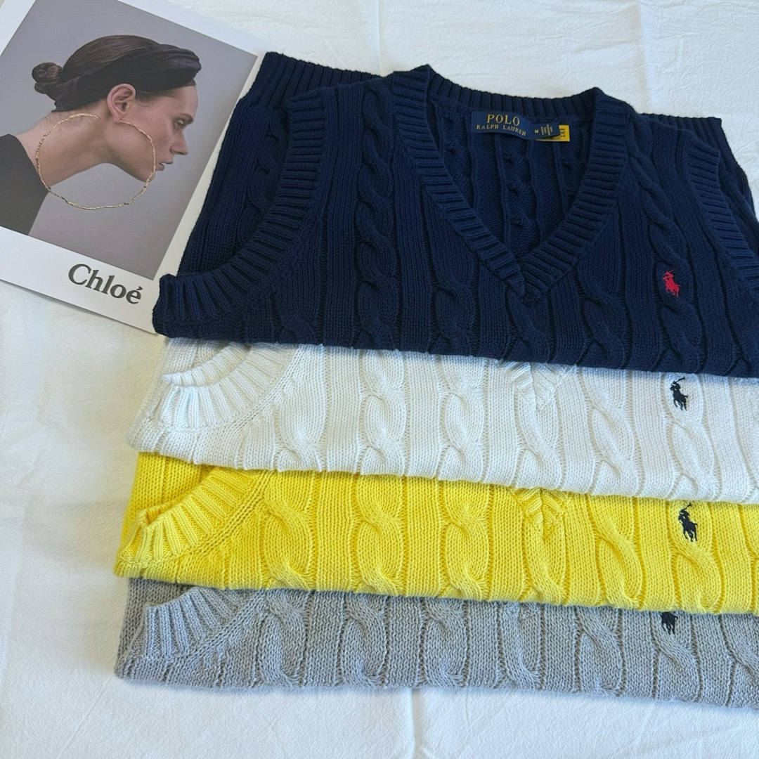 Ralph Lauren Cable-Knit Cotton V-Neck Vest · A1827 — תמונה 28