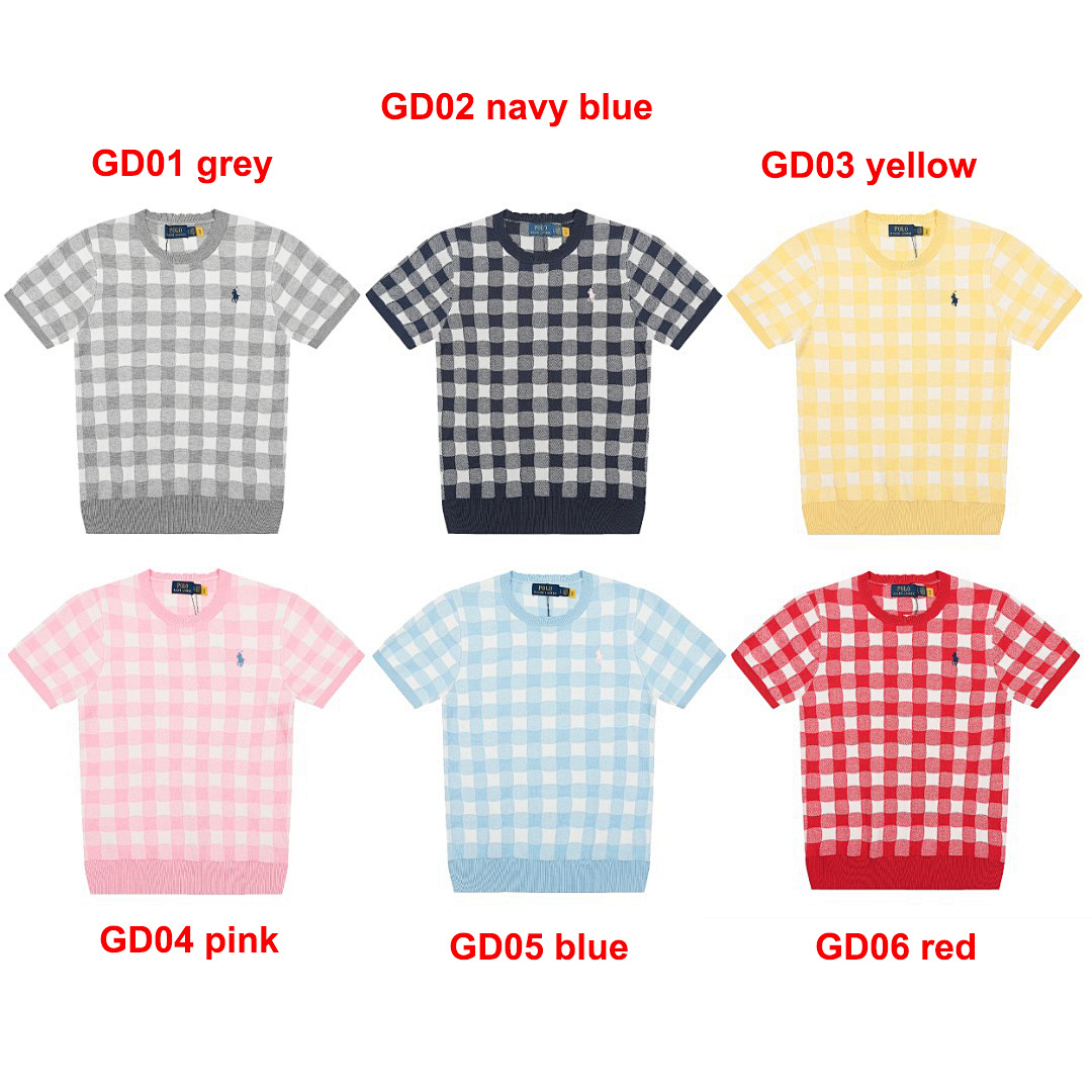 Ralph Lauren Gingham Cotton Short-Sleeve Sweater · A2340