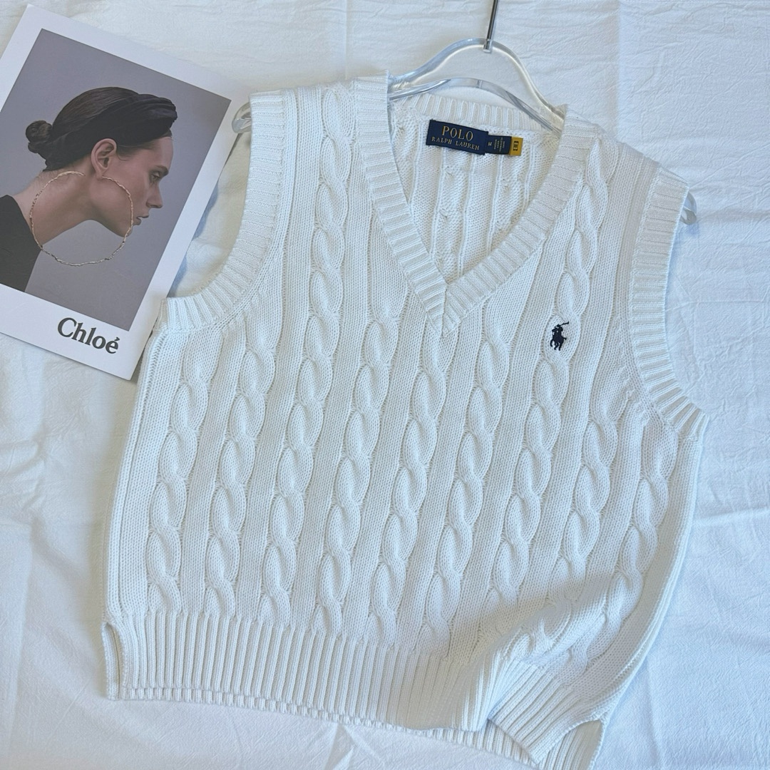 Ralph Lauren Cable-Knit Cotton V-Neck Vest · A1827 — תמונה 27