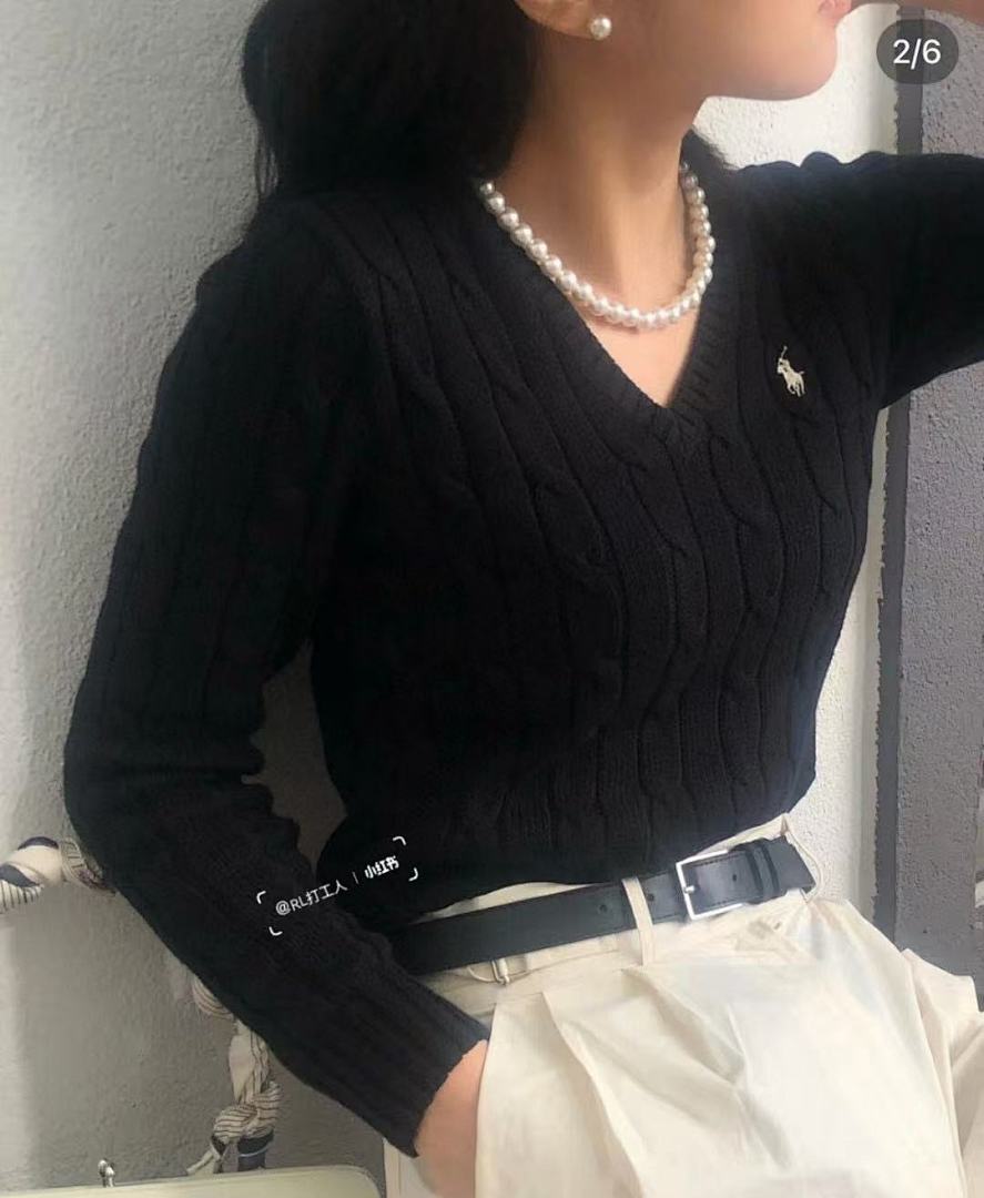 Ralph Lauren Cable-Knit Cotton V-Neck Sweater · A2865 — תמונה 16