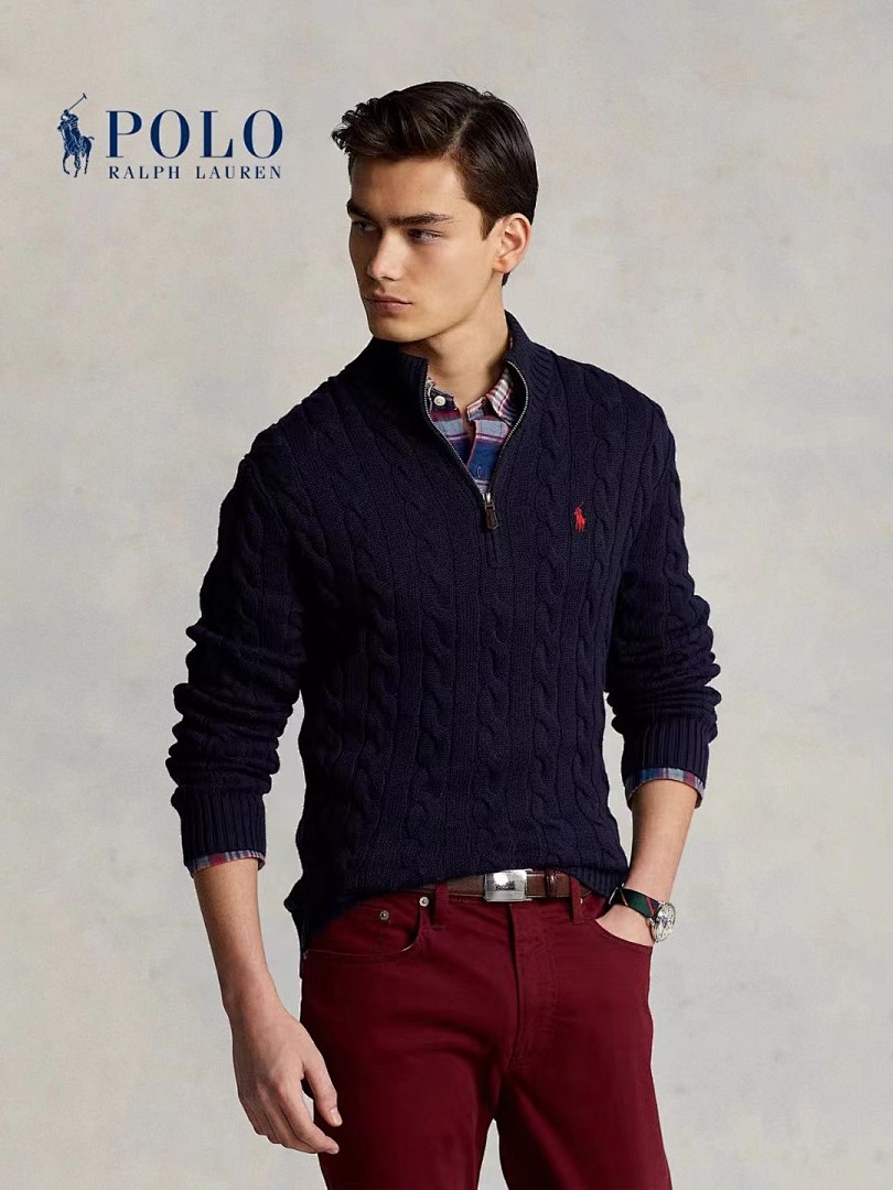 A2593 Rauph Lauren men sweater twist open collar — תמונה 14