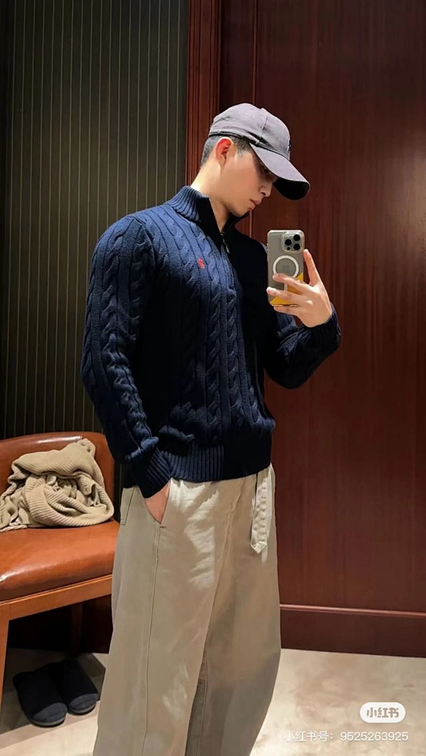 A2593 Rauph Lauren men sweater twist open collar — תמונה 10