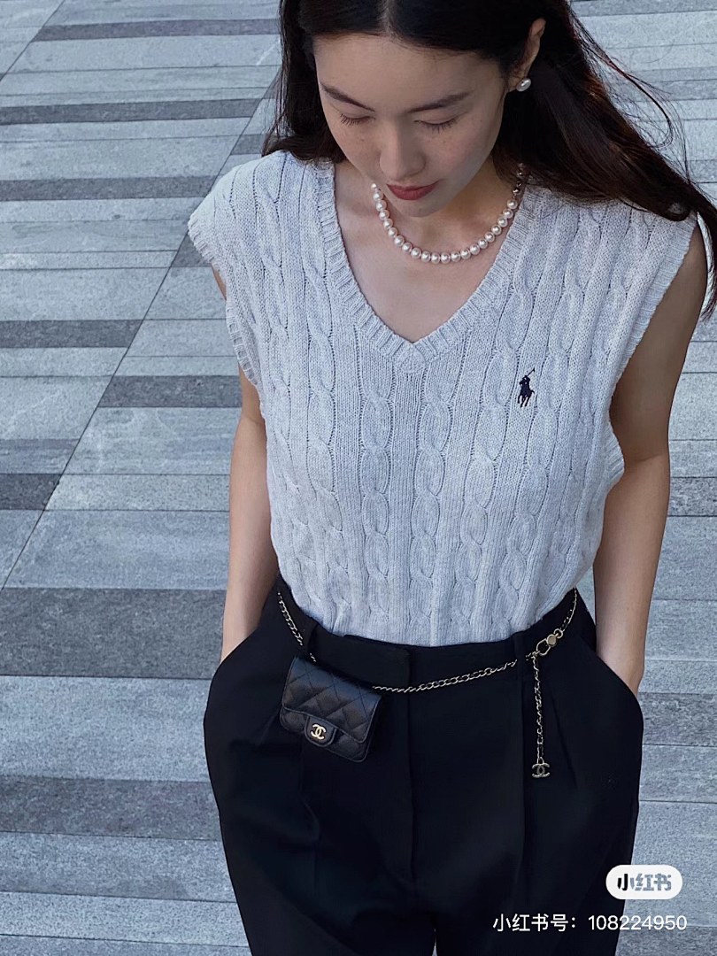 Ralph Lauren Cable-Knit Cotton V-Neck Vest · A1827 — תמונה 8