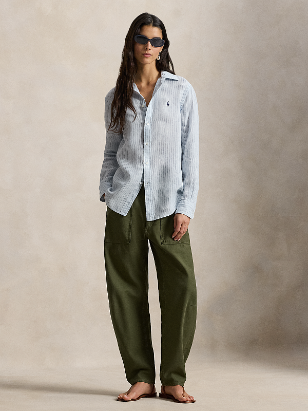 Ralph Lauren Classic Fit Striped Linen Shirt · A3124