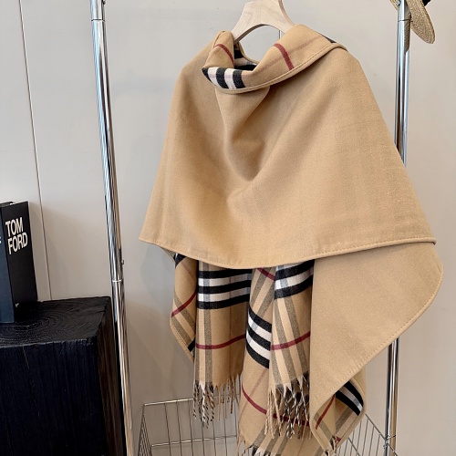 Burberry Contrast Check Cashmere Wool Cape · ZT13937