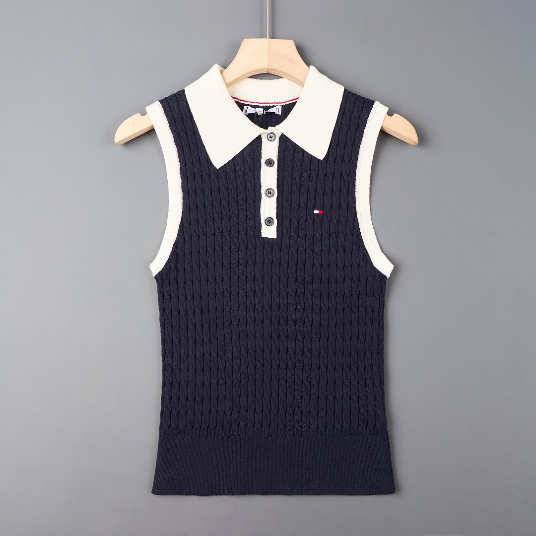 Tommy Hilfiger Cable Knit Slim Sleeveless Polo · A3376 — תמונה 12