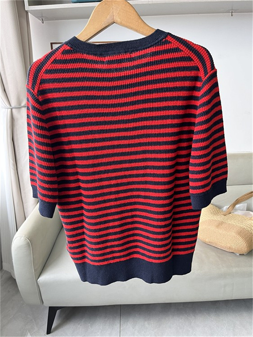 Tommy Hilfiger Gold-Button Striped Henley Sweater · A3281 — תמונה 9
