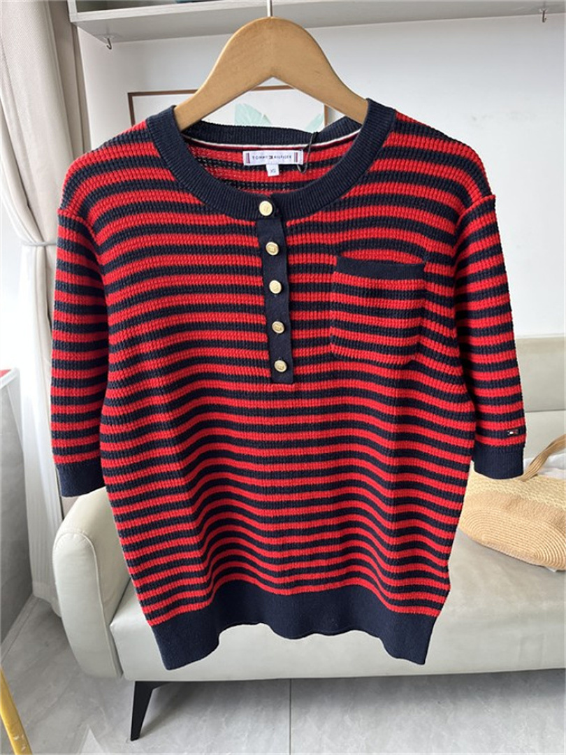 Tommy Hilfiger Gold-Button Striped Henley Sweater · A3281 — תמונה 10