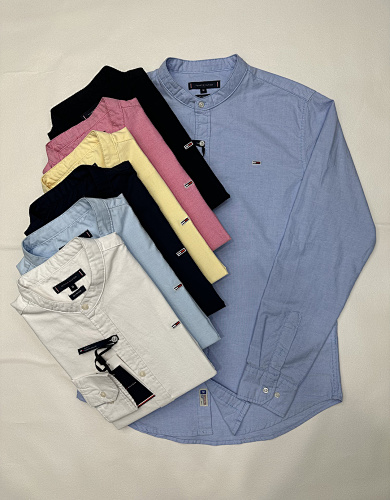 Tommy Hilfiger Regular Fit Band Collar Linen · A2049