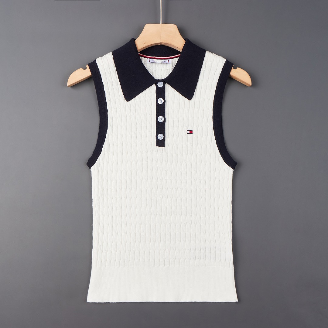 Tommy Hilfiger Cable Knit Slim Sleeveless Polo · A3376 — תמונה 11